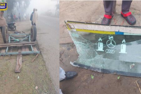 बहसूमा: अज्ञात वाहन की टक्कर से बुग्गी क्षतिग्रस्त, चालक फरार, बुग्गी सवार घायल