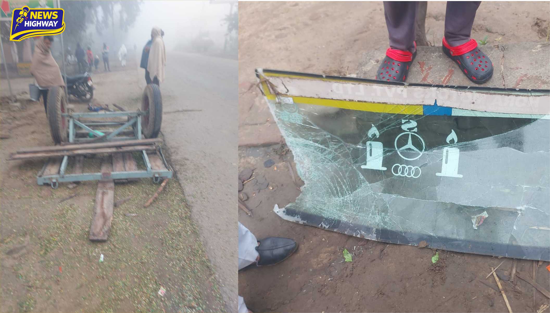 बहसूमा के मोड खुर्द में अज्ञात वाहन की टक्कर से बुग्गी क्षतिग्रस्त हो गई और बुग्गी चालक घायल हो गया।